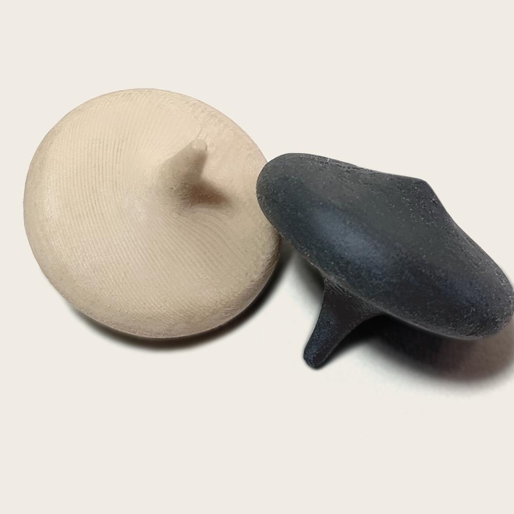 Spinning top — sculpture in algae bioplastic